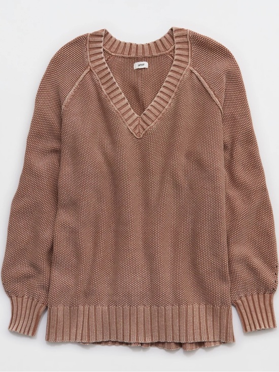 aerie Sweaters - Aerie. Vintage Cotton V Neck Sweater. Horizon Brown. Size XS.